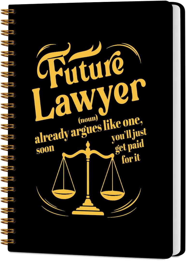 CQM Future Lawyer Hardcover Spiral Notebooks for Work, A5 Composition Notebook College Ruled, Inspirational Gift for Future Lawyer, Paralegal Gift Notepads Lined Travel Planner Journal for Writing - Image 1